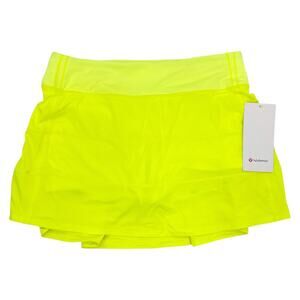 Lululemon Tall Pace Rival Skirt Highlight Yellow Bright Neon Pleats Skort Size 6